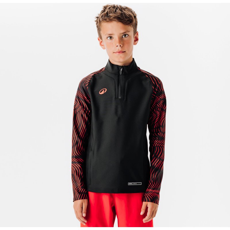 Kinder Fußball Sweatshirt 1/2 Zip - Club Wavy schwarz/rot
