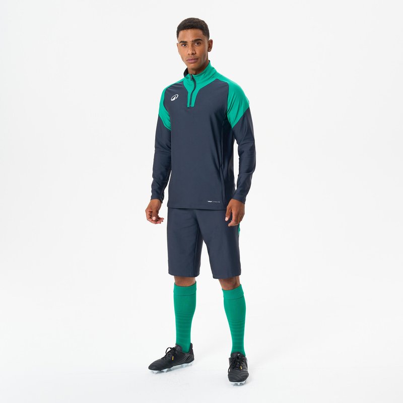 Damen/Herren Fußball Sweatshirt 1/2 Zip - Viralto Club grau/grün