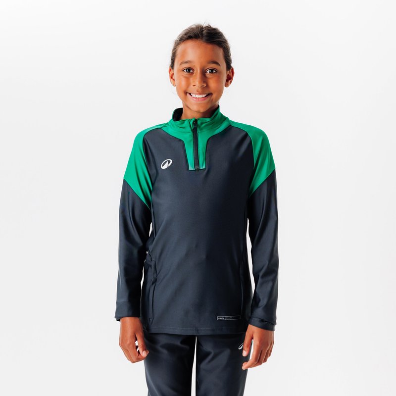 Kinder Fußball Sweatshirt mit Reißverschluss - VIRALTO Club grün/grau