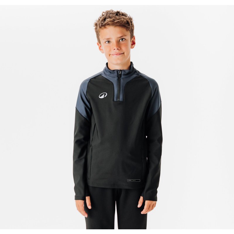 Kinder Fußball Sweatshirt mit Reißverschluss - VIRALTO Club schwarz/grau