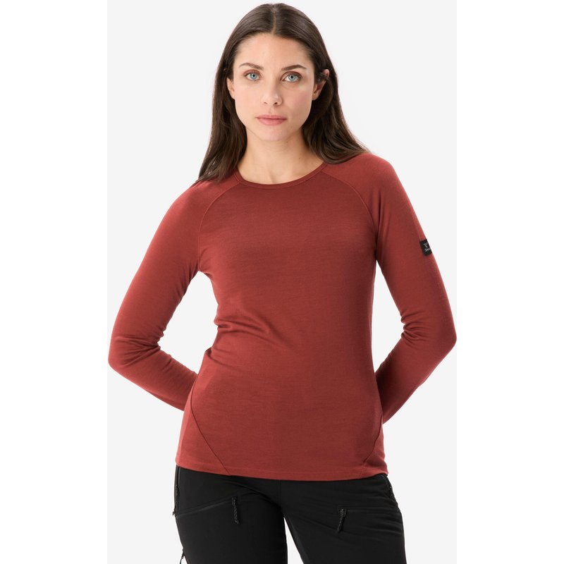 Merinoshirt Damen langarm 100 % Merinowolle - braun