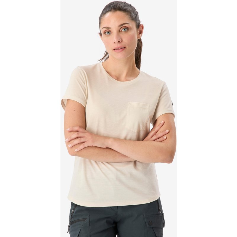 Merinoshirt Damen kurzarm 100 % Merinowolle - beige