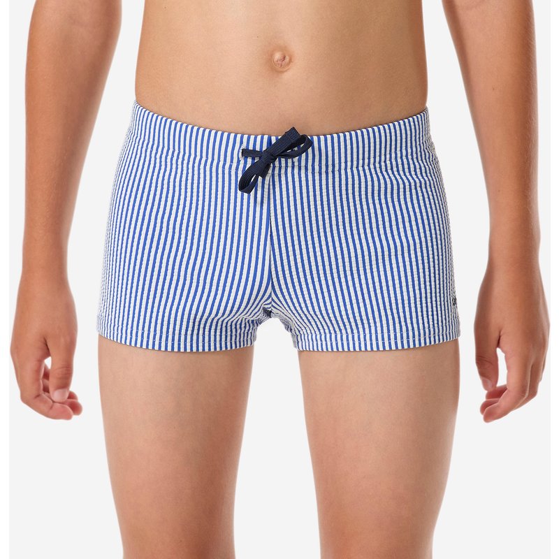 Badehose Boxer Jungen strukturiert - Fiti gestreift blau