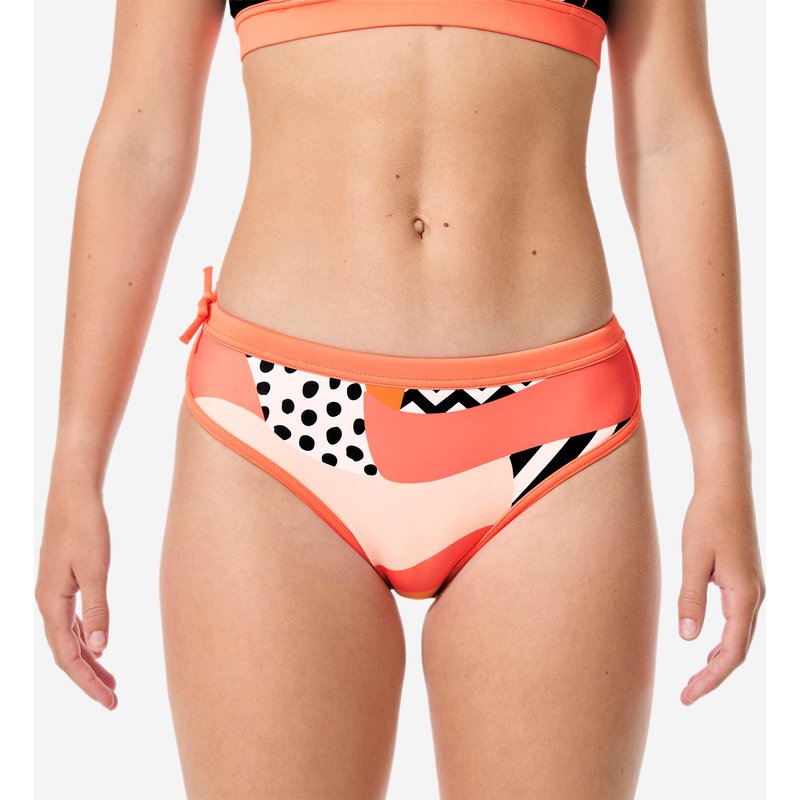 Bikini-Hose Surfen Mädchen mit Kordelzug 900 Mas Holy orange