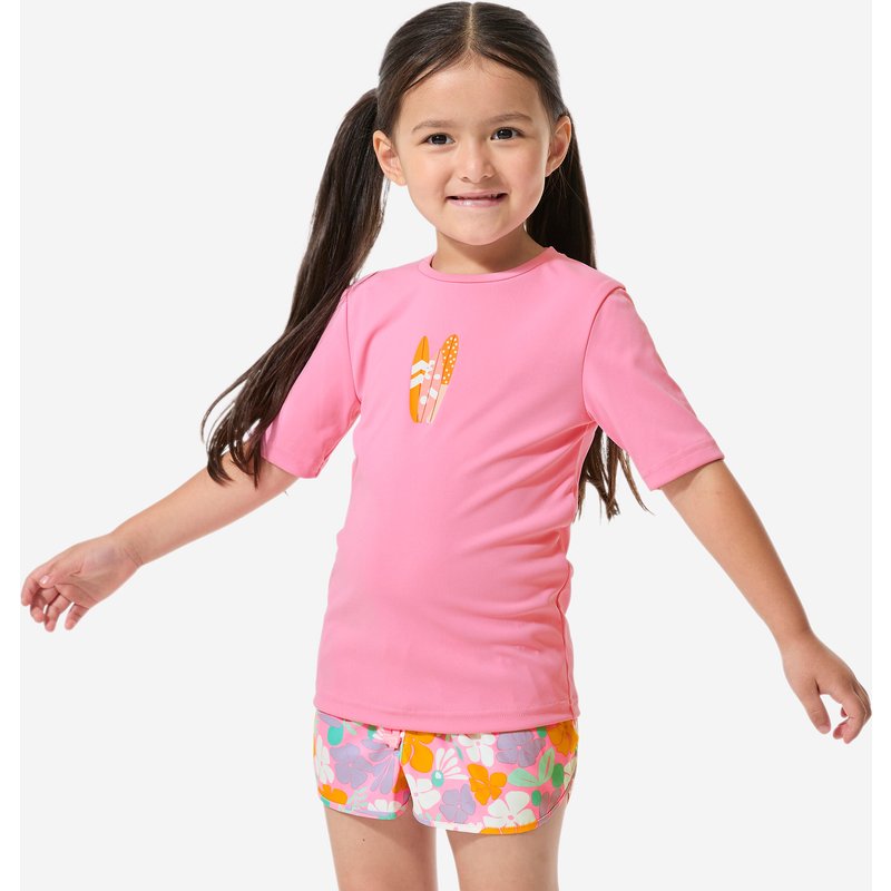 UV-Shirt Surfen Kinder 100 Love Sea rosa