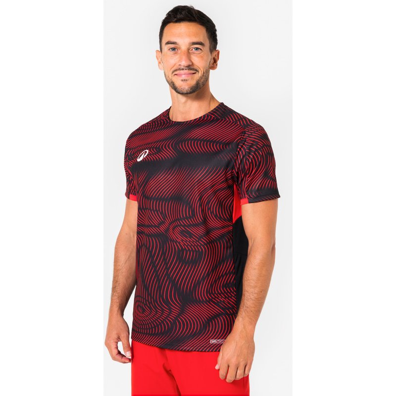 Damen/Herren Fußball Trikot - Club Wavy schwarz/rot