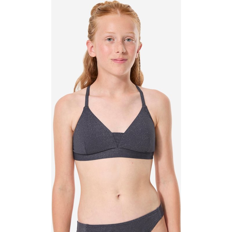Bikini-Oberteil Mädchen Lurex gekreuzte Rückenträger Lizy schwarz