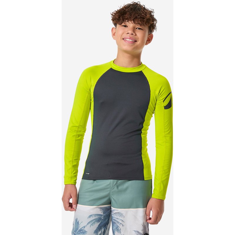 UV-Shirt langarm Kinder 500 grün/grau