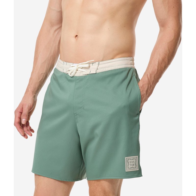 Boardshorts Herren 100 Amphi Trunk halblang 18" grün