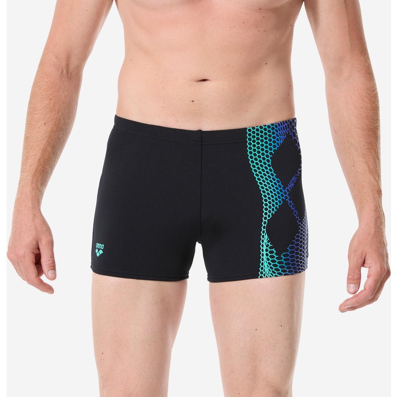 Badehose Boxer Herren Arena - schwarz/türkis