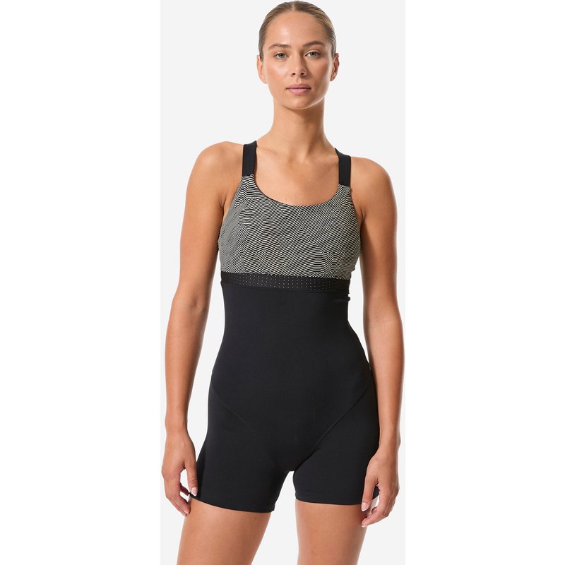 Badeanzug Shorty Aquagym Aqua-Cycling Damen - Elea Sono schwarz/beige