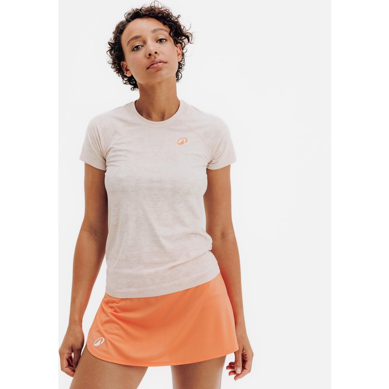Damen Padel T-Shirt - nahtlos leicht beige