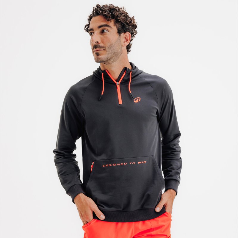 Herren Padel Sweatshirt - Pro mit Kapuze schwarz/rot