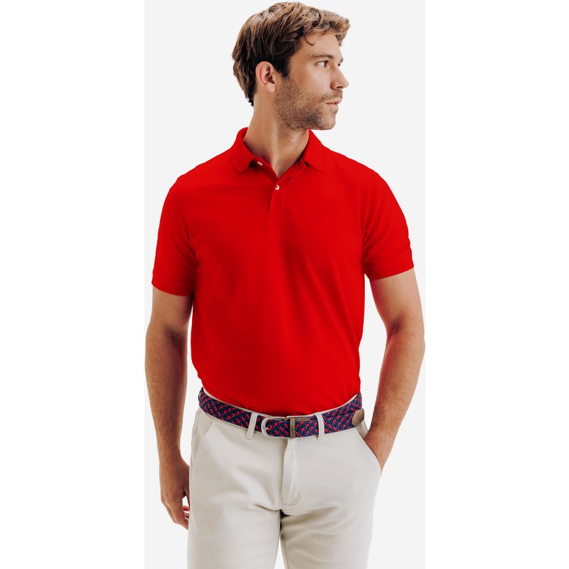Herren Poloshirt kurzarm Baumwolle - MW500 kirschrot