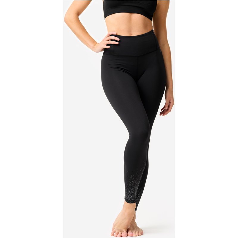Tanz-Leggings Damen flacher hoher Taillenbund - grau/schwarz