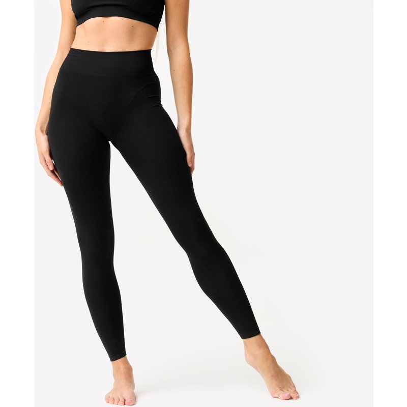 Tanz-Leggings Damen flacher hoher Taillenbund - schwarz