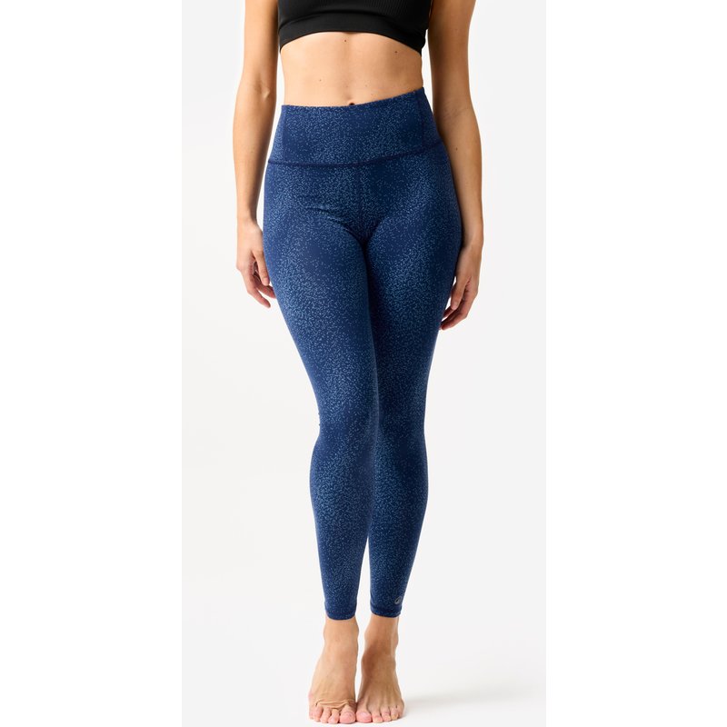 Tanz-Leggings Damen flacher hoher Taillenbund - blau Print