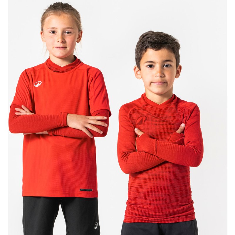 Kinder Fußball Unterziehshirt langarm - Keepdry wärmend rot