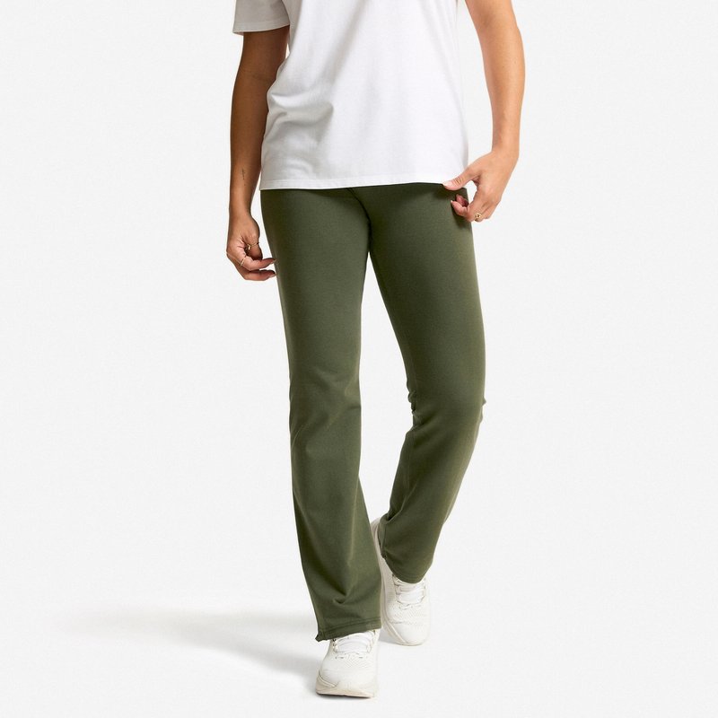 Leggings Damen gerade Baumwolle unten verengbar - khaki