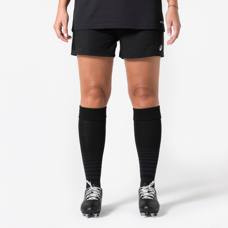 Rugbyshorts R500 Damen schwarz