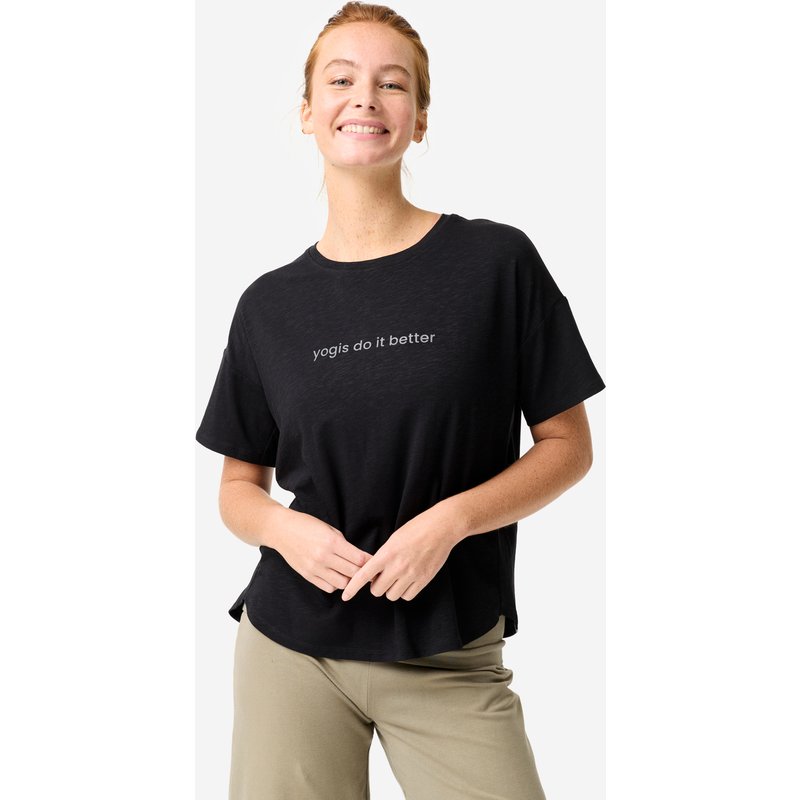 T-Shirt Yoga Damen - schwarz
