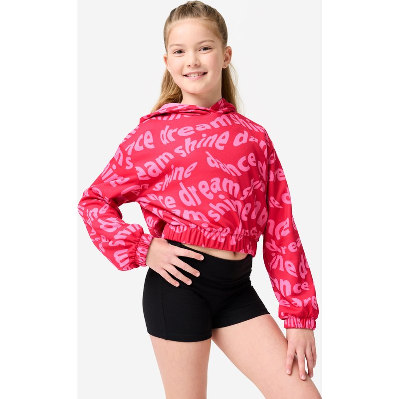 Tanz-Hoodie Modern Dance Mädchen Crop Top - rosa mit Print