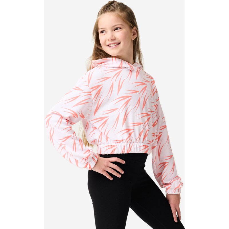 Tanz-Hoodie Modern Dance Mädchen Crop Top - weiß Korallen-Print