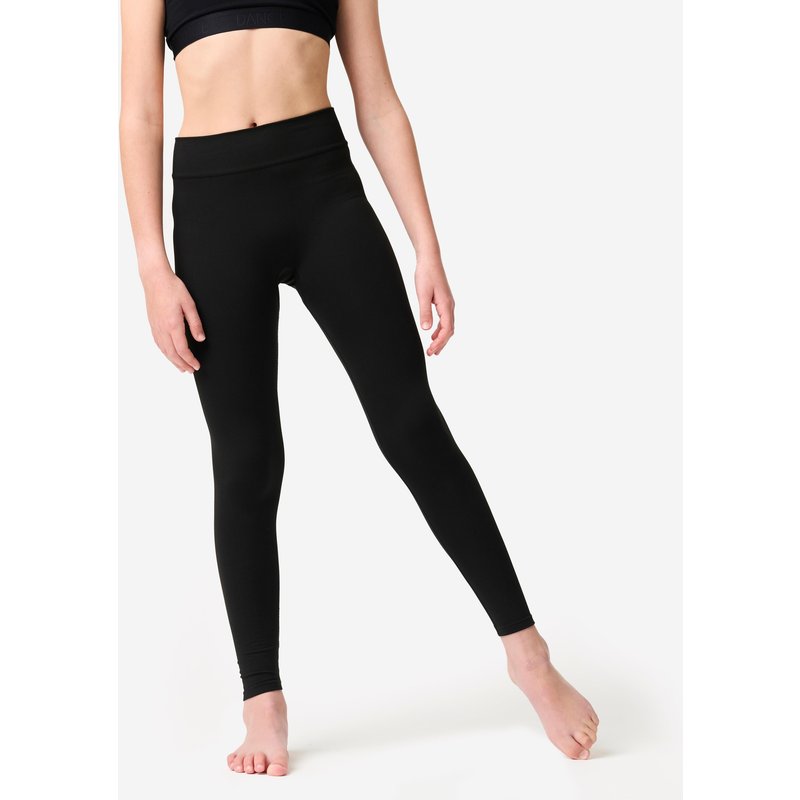 Tanzleggings Modern Dance Mädchen hoher Taillenbund - schwarz