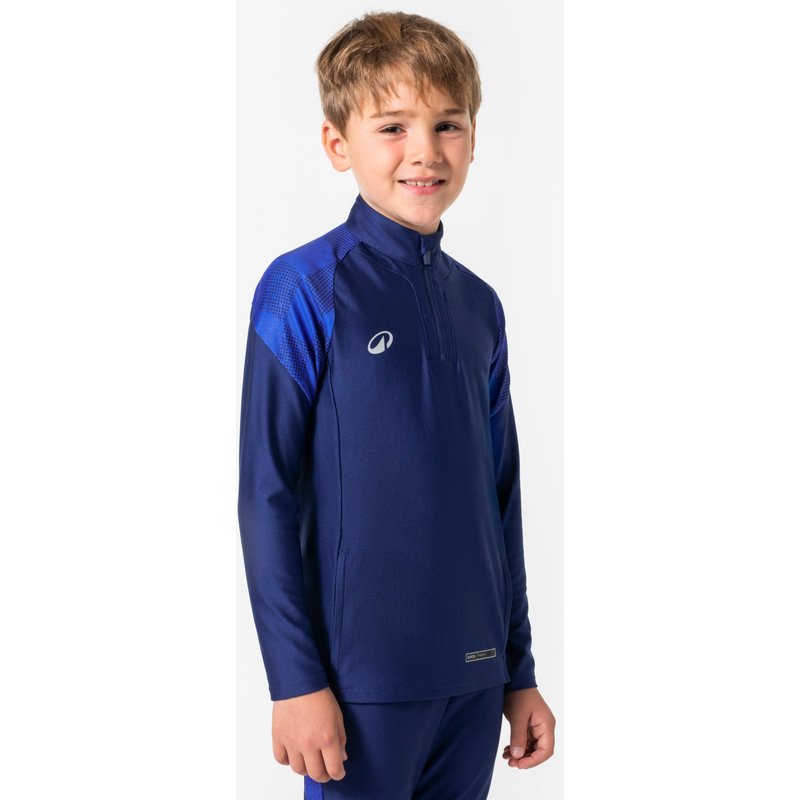 Kinder Fußball Sweatshirt 1/2 Zip - VIRALTO Kids Check marineblau/blau
