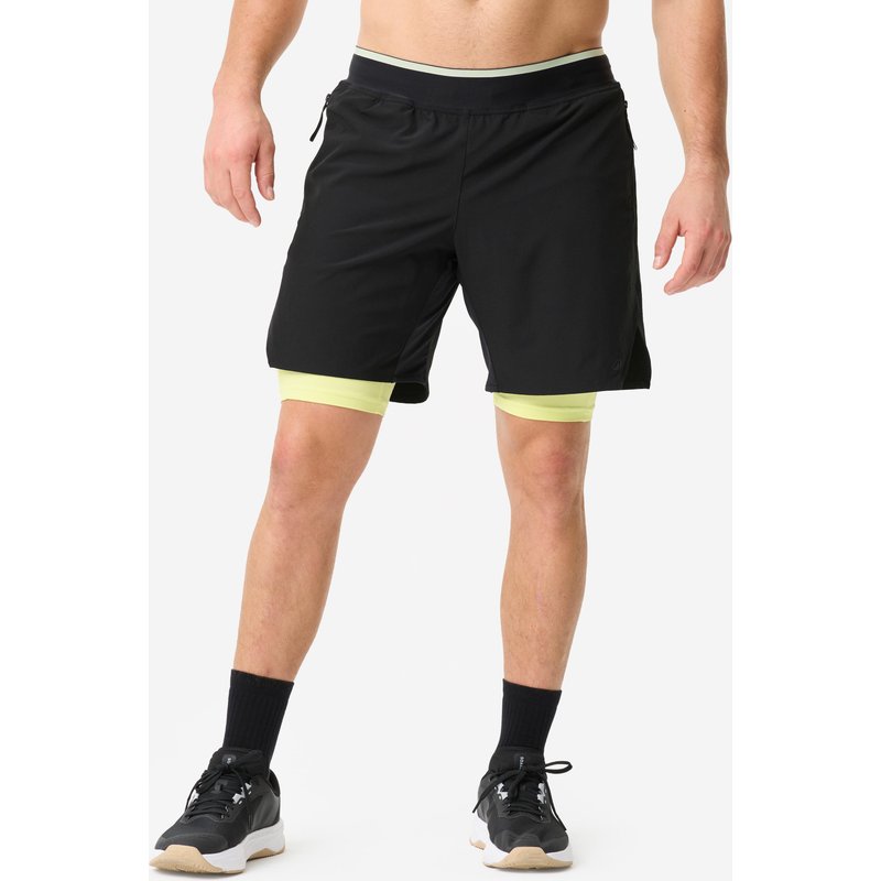 Shorts Crosstraining atmungsaktiv leicht Celliant - schwarz/gelb