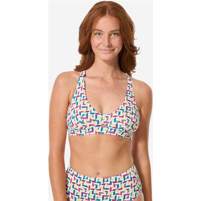 Bikini-Oberteil Surfen Damen Bustier Agatha Mosaik beige