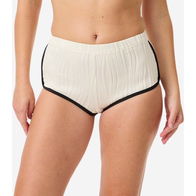 Bikini-Hose Shorts Damen hoher Taillenbund Caro Bonbon weiß