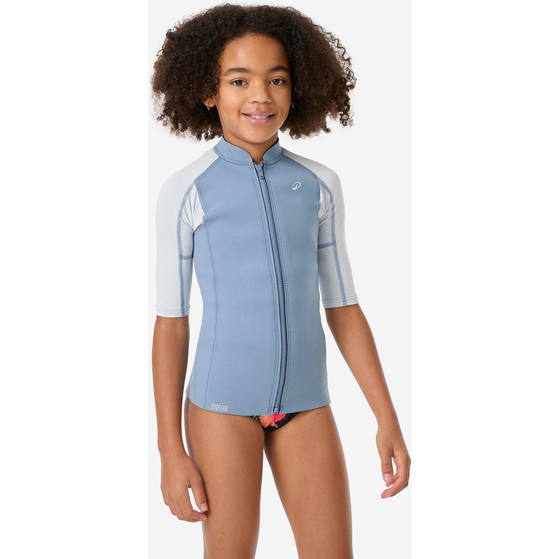 Neopren Top Rashguard Kinder kurzarm Naturkautschuk Yulex 1,5 mm - blau
