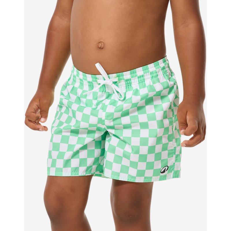 Boardshorts Surfen Kinder 100 grün kariert
