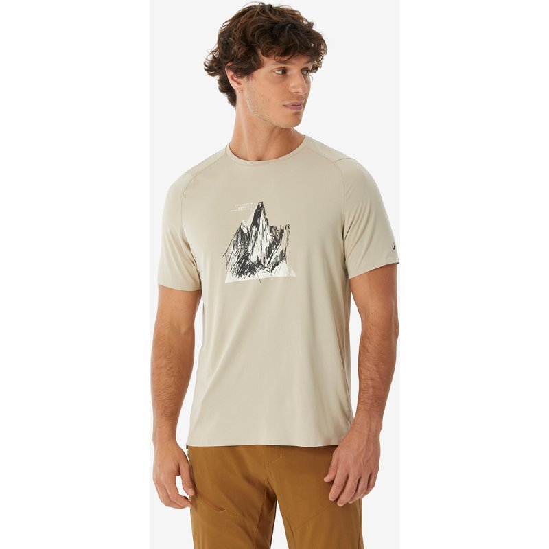 Wandershirt Herren kurzarm Wandern - MH500 beige