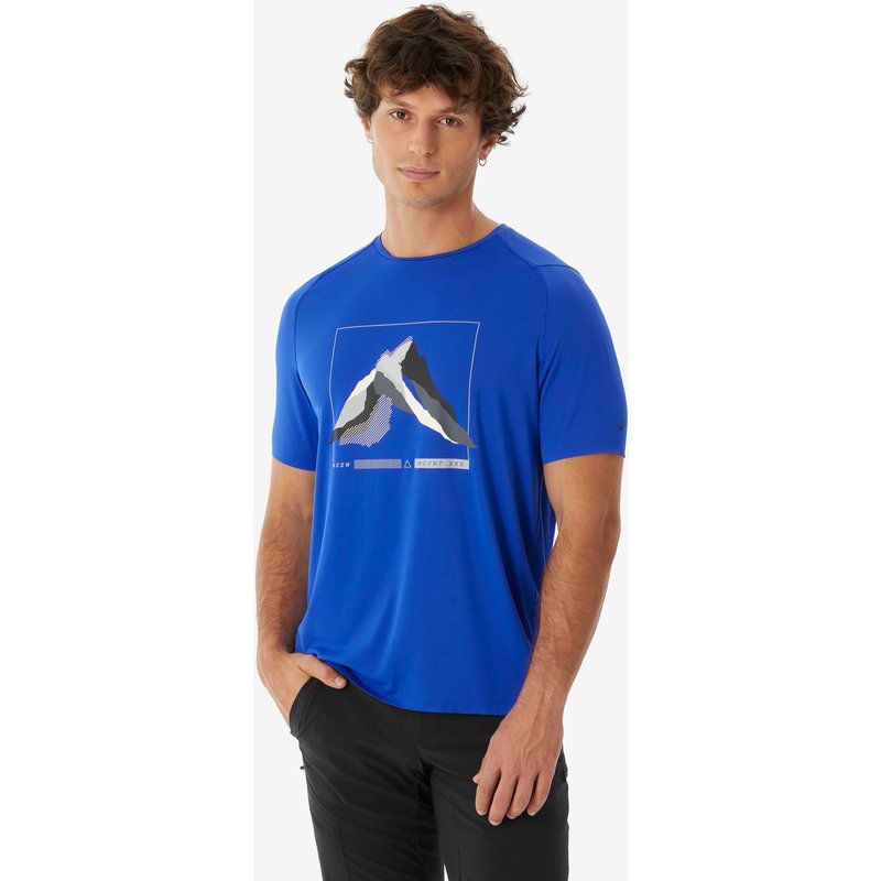Wandershirt Herren kurzarm Wandern - MH500 blau