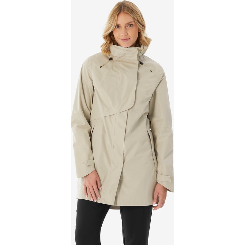 Regenjacke Damen lang wasserdicht Wandern - NH500 beige