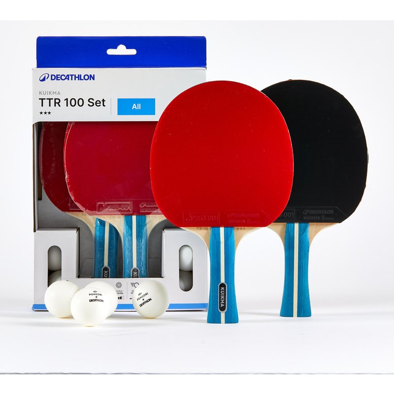 Set 2 Tischtennisschläger - TTR 100 Vielseitig 3* ITTF Schule und Bälle