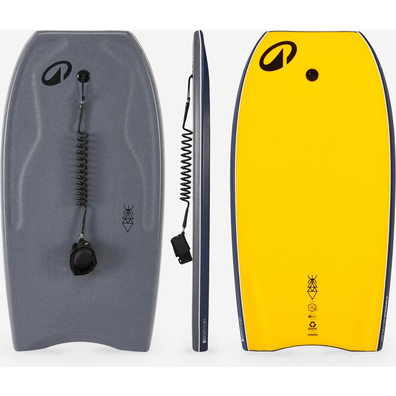 Bodyboard Fortgeschrittene Double Stringer 500 grau/gelb