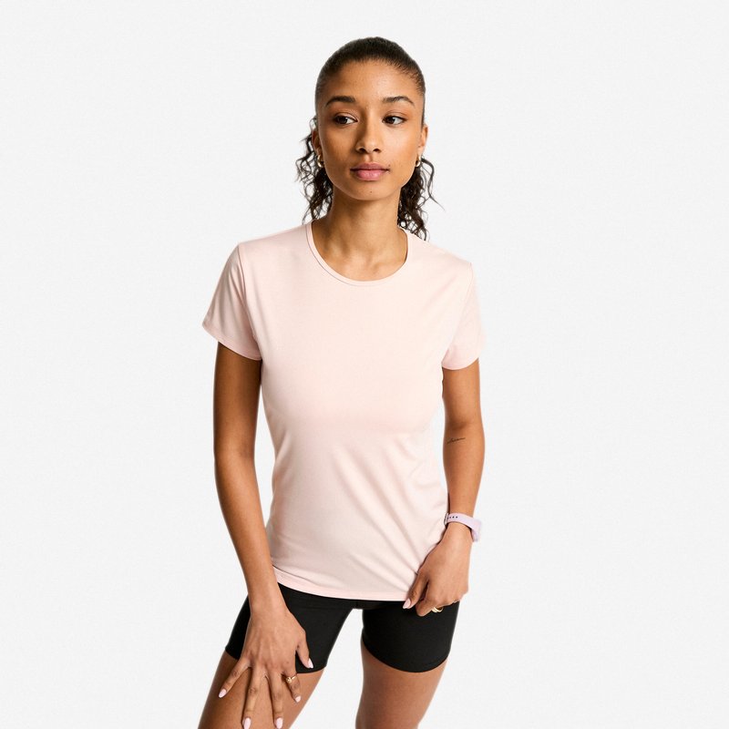 T-Shirt Damen Fitness Cardio - blassrosa