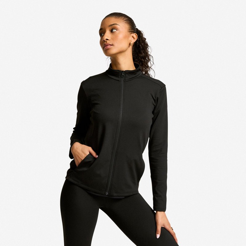 Trainingsjacke Damen Fleece - schwarz