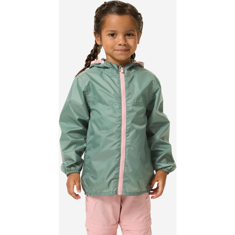 Regenjacke Kinder wasserdicht Größe 92–116 Wandern - MH100 Zip grün
