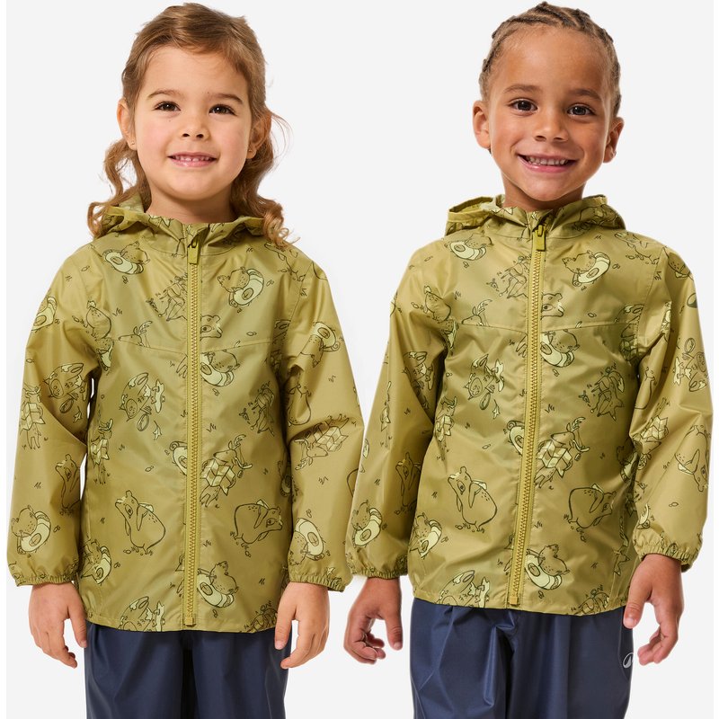 Regenjacke Kinder wasserdicht Größe 92–116 Wandern - MH100 Zip grün