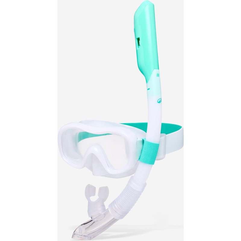 Schnorchel-Set Kinder Anti-Beschlag-Maske Dry-Top-Schnorchel Komfort 100 weiß