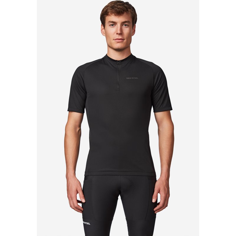 Radtrikot kurzarm Rennrad Sommer Essential Herren schwarz