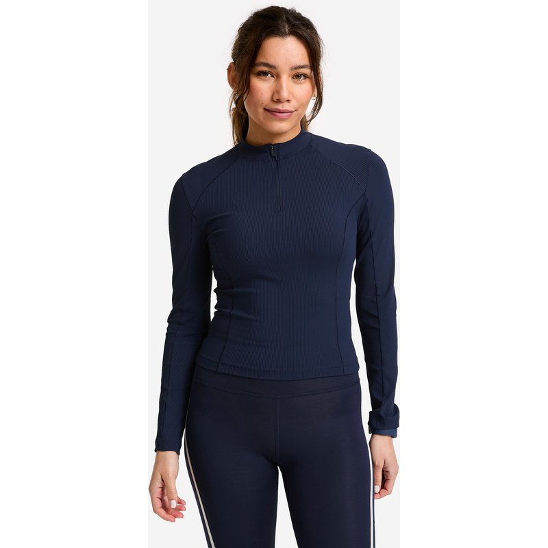 Langarmshirt Damen halber Reißverschluss - dunkelblau