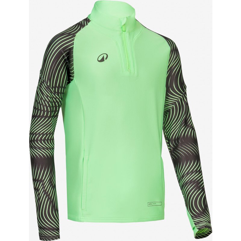Kinder Fußball Sweatshirt 1/2-Zip - Club Wavy neongrün/schwarz
