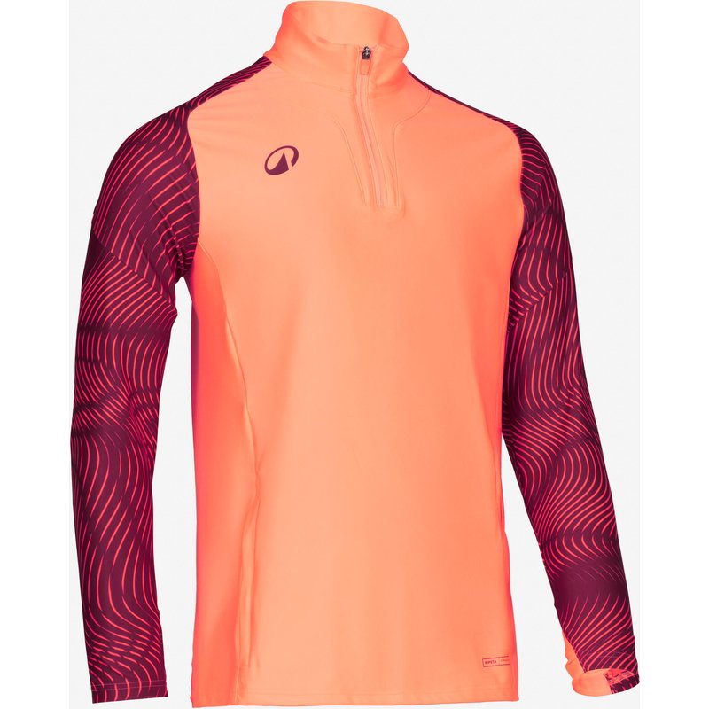 Damen/Herren Fußball Sweatshirt 1/2-Zip - VIRALTO Wavy Club orange/dunkelrot
