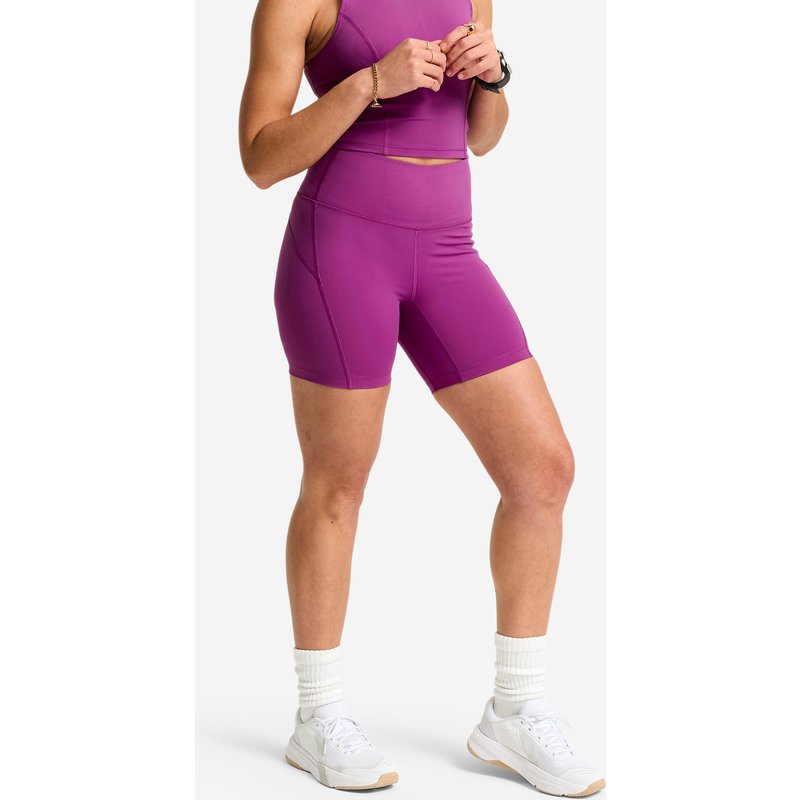Shorts Damen hoher Taillenbund halblang - violett