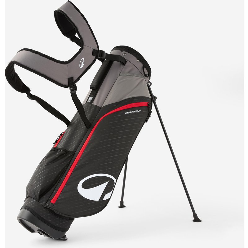 Golfbag Carry Ultralight drei Standbeine schwarz/rot
